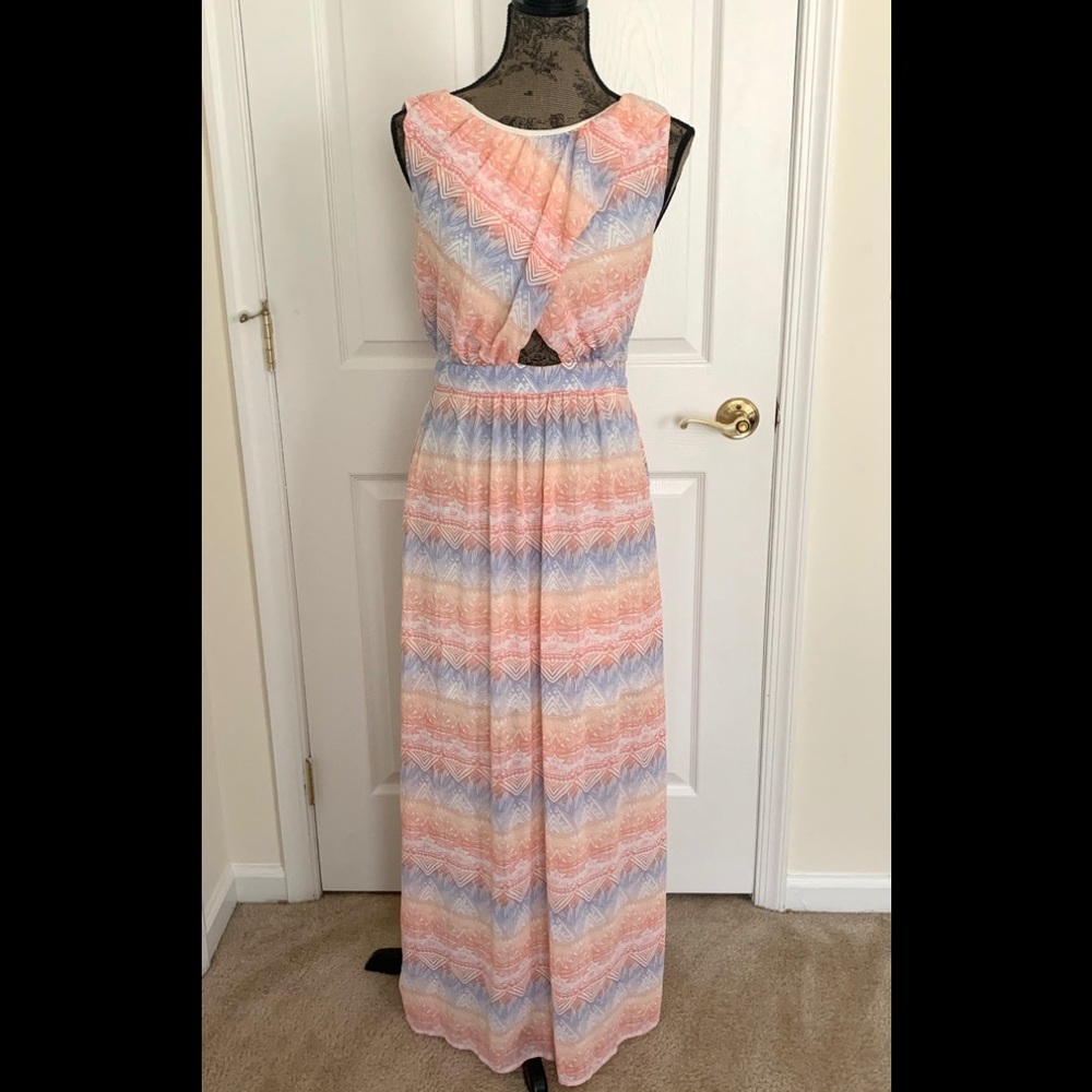 Love 21 Multi Colored Pastel Maxi Dress, Size M